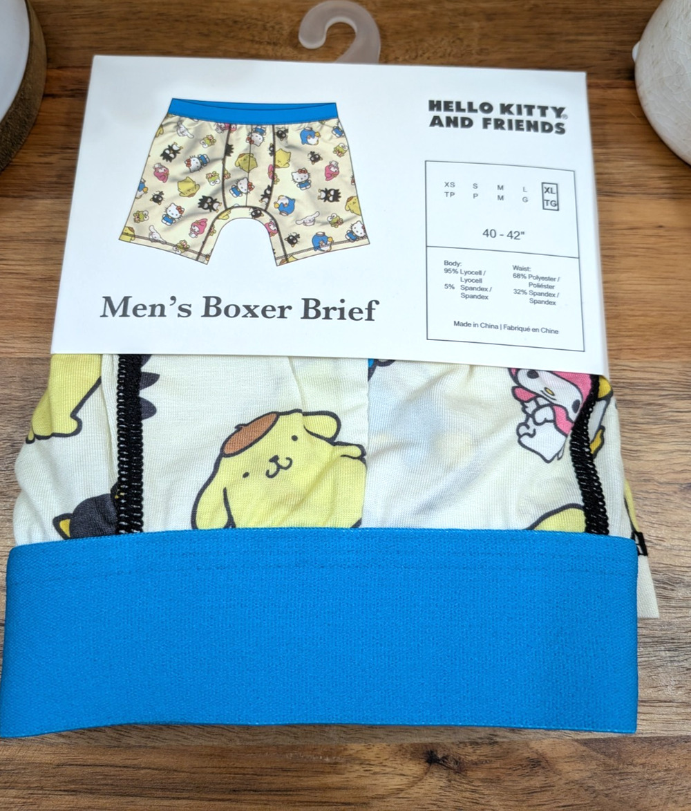 Hello Kitty & Friends Men's Boxer Briefs XL Sanrio Pompompurin Keroppi NWT